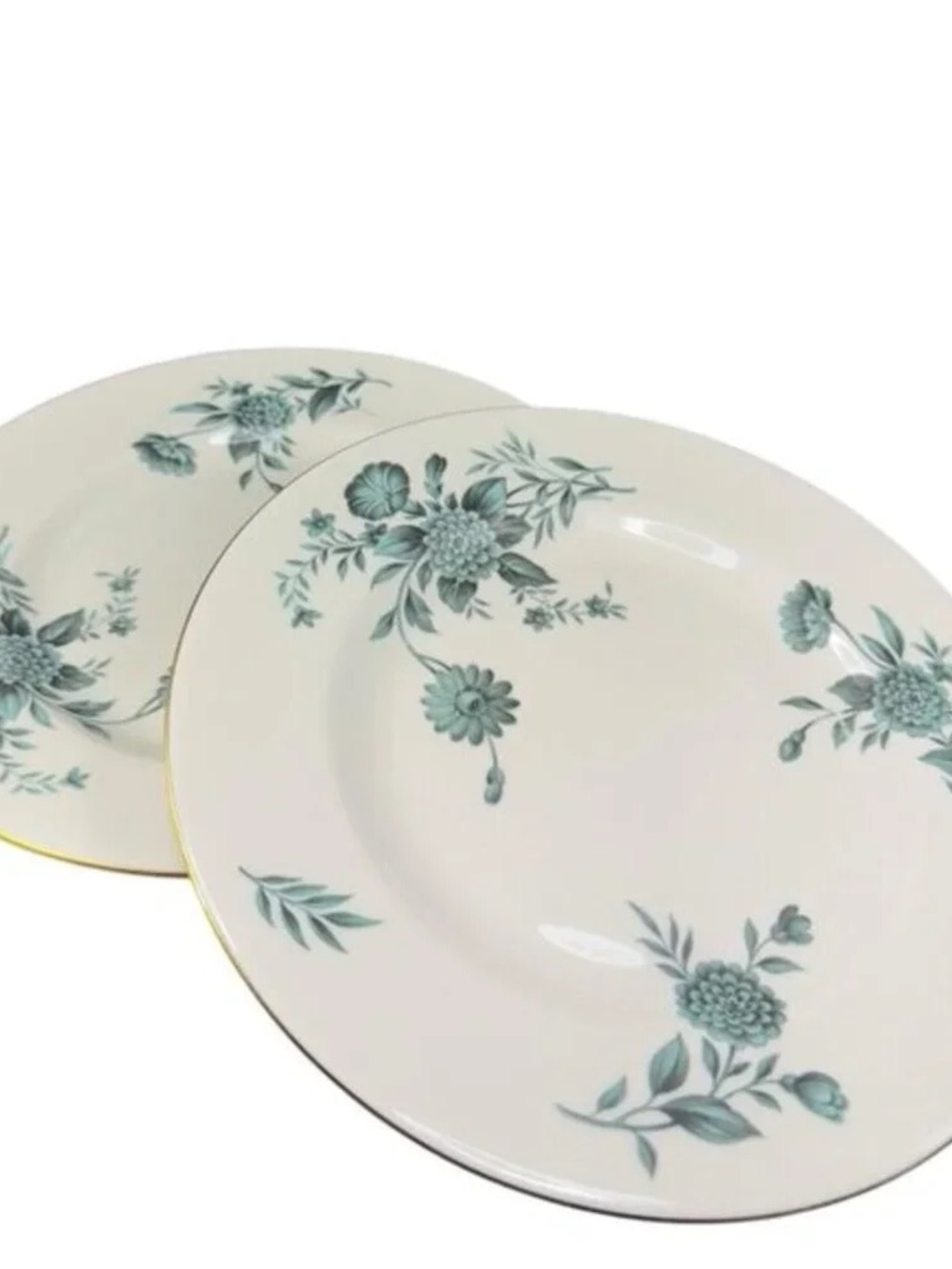 Floral Porcelain Dinner Plates in Teal Accent